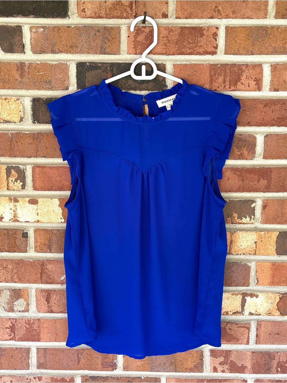 Monteau Los Angeles Flutter Sleeve Royal Blue New Without Tags Top Size Large